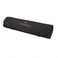 VICTORINOX PROFESSIONAL CHEFS KNIFE / CUTLERY ROLL BLACK WITH SILVER EMBROIDERED LOGO